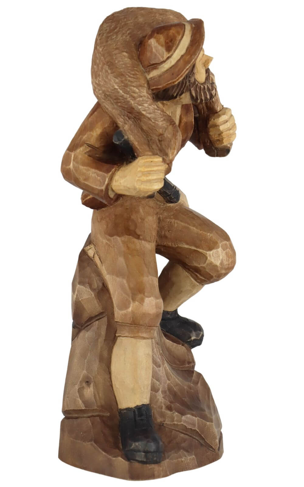 Poacher with deer, carved, stained, 25 cm by Schnitzkunst aus dem Erzgebirge_2