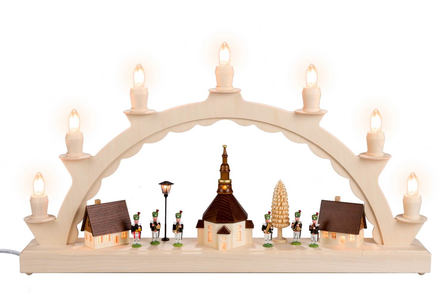 Candle arch Seiffen village with miners' chapel by SEIFFEN.COM