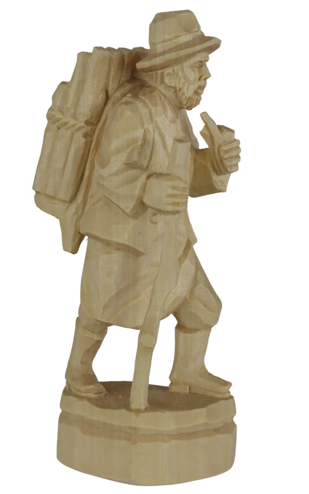 Woodman with pipe, 16 cm, natural, carved by Schnitzkunst aus dem Erzgebirge_1