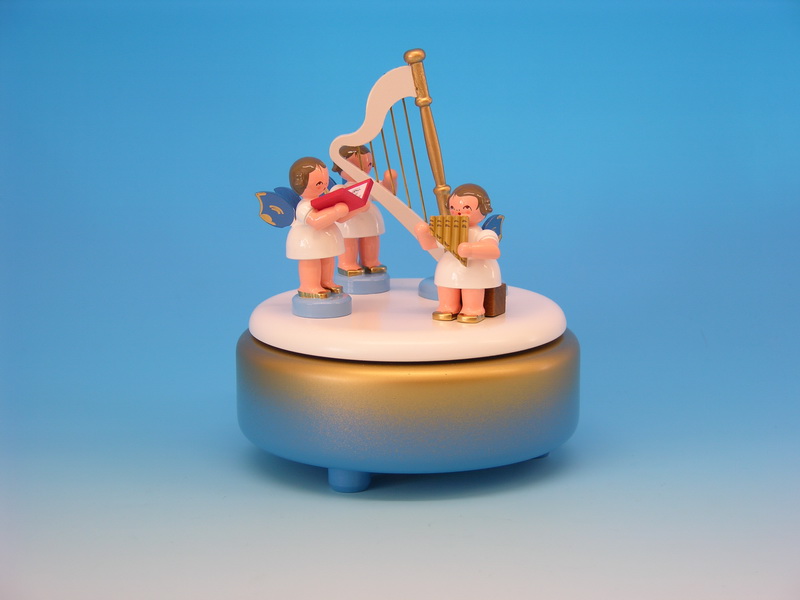 Music box with 3 angels and a harp by Figurenland Uhlig GmbH_1