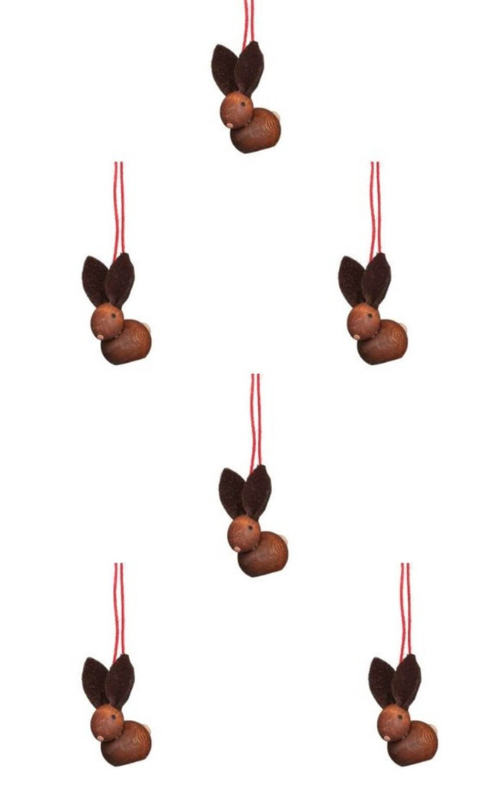 Bunnys with leather ears, for hanging, 6 pieces by Christian Ulbricht
