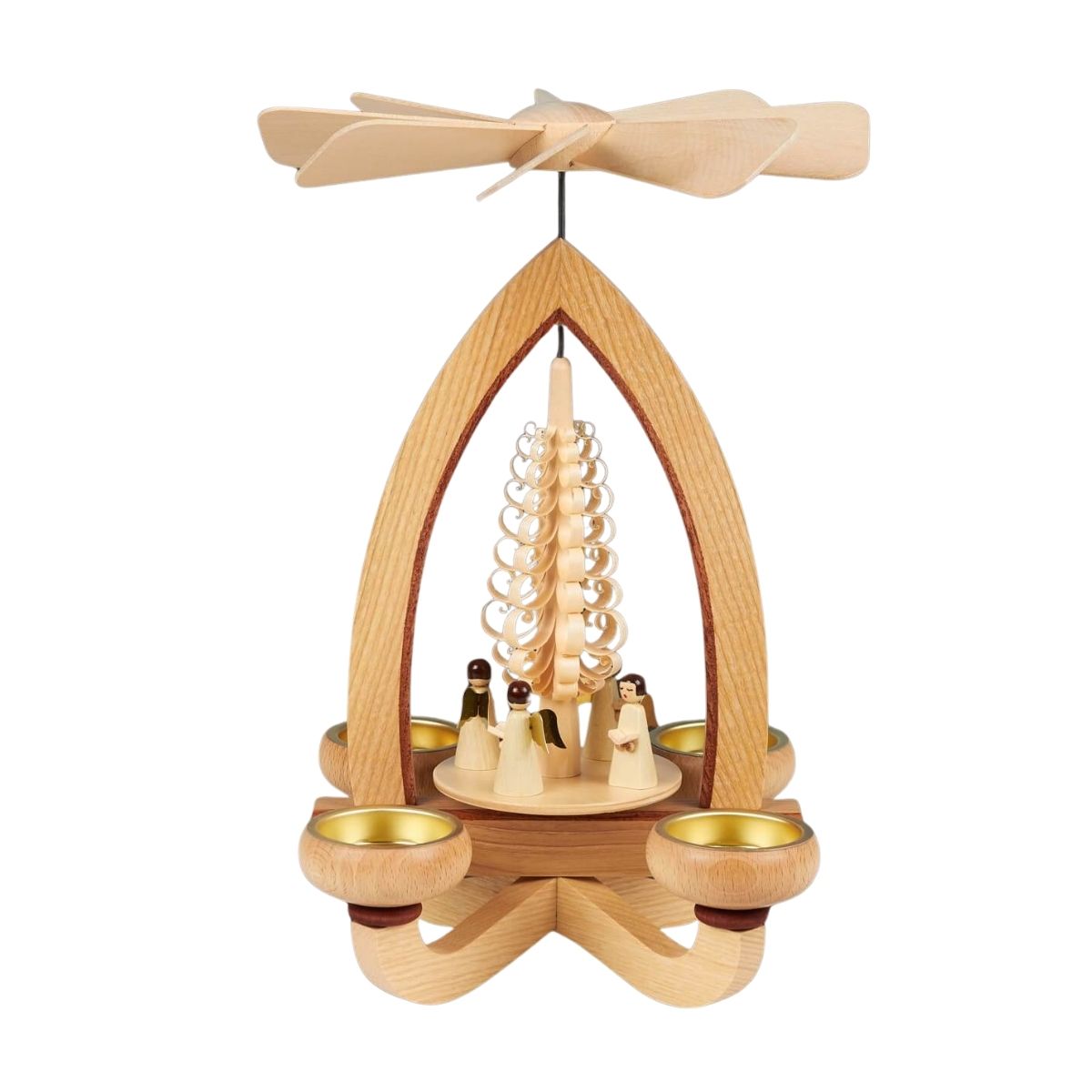 Christmas pyramid with angel for tea lights, 28 cm by Heinz Lorenz