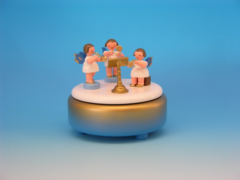 Musical clock with 3 angels and music stand, 12 cm by Figurenland Uhlig GmbH_1