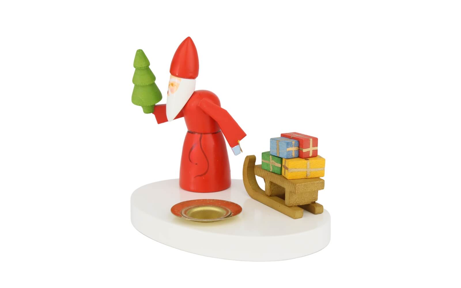 Candle holder Santa Claus with sleigh, colored, 8 cm by Ralf Zenker