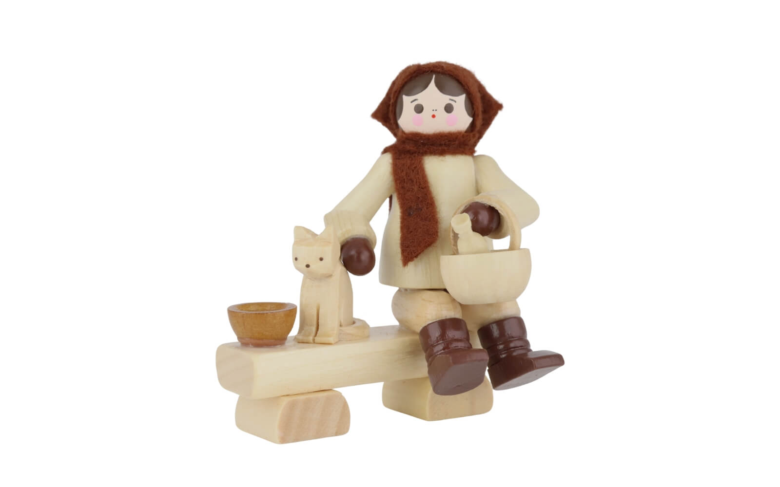 Girl Feeding Cat, natural, 6 cm / 2.36 in by Romy Thiel_4