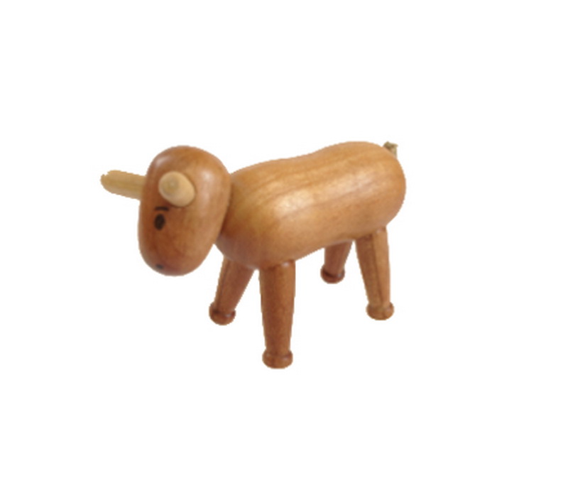 Miniature ox, 4 cm, natural by toy maker Günther