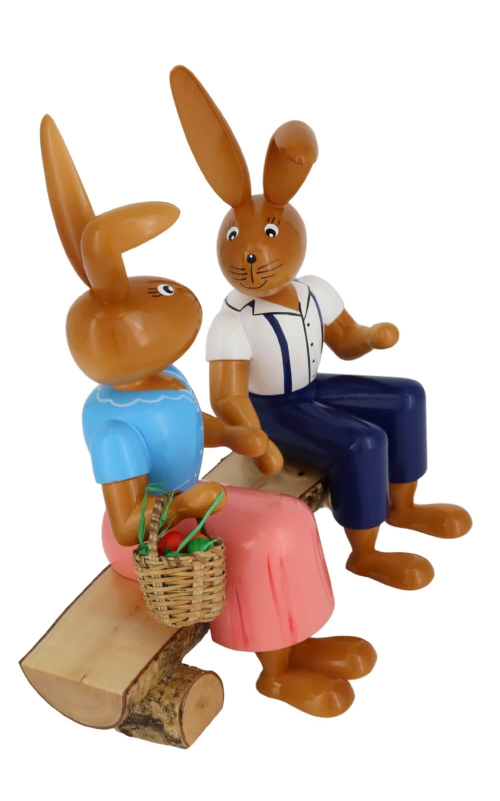 Easter bunny couple on bench, 21 cm by Holzkunst Gahlenz_1