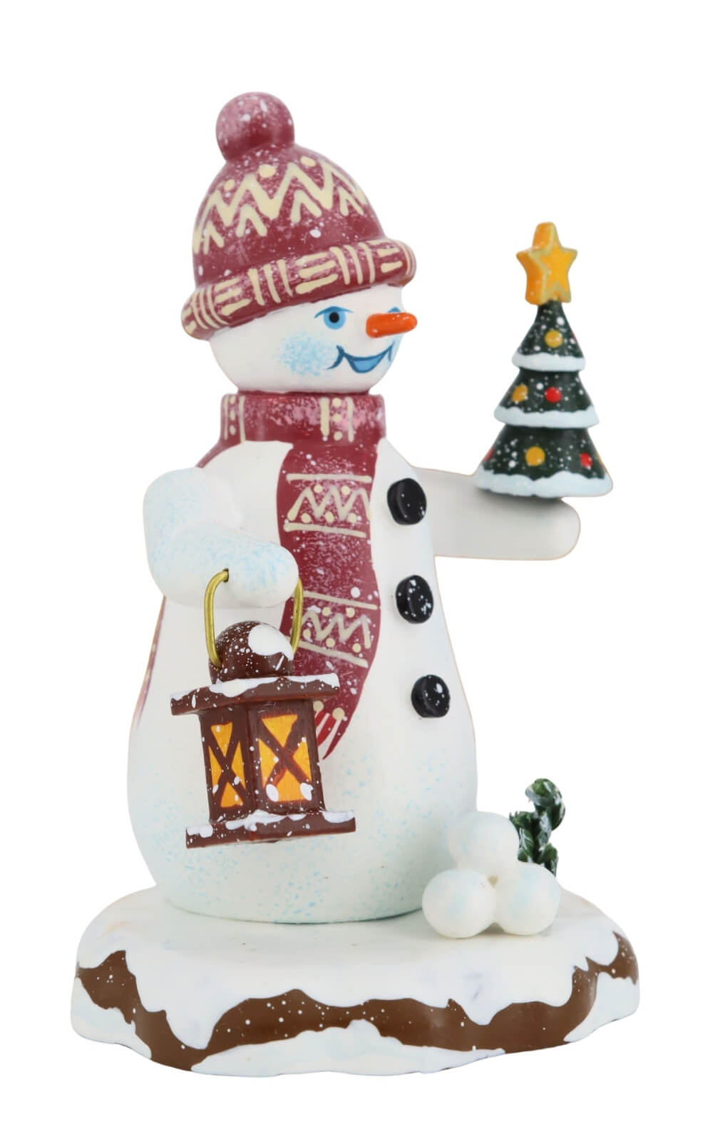Winter Child Snowman with Fir Tree Lantern, 9 cm (3.54 inch) by Hubrig Volkskunst_3