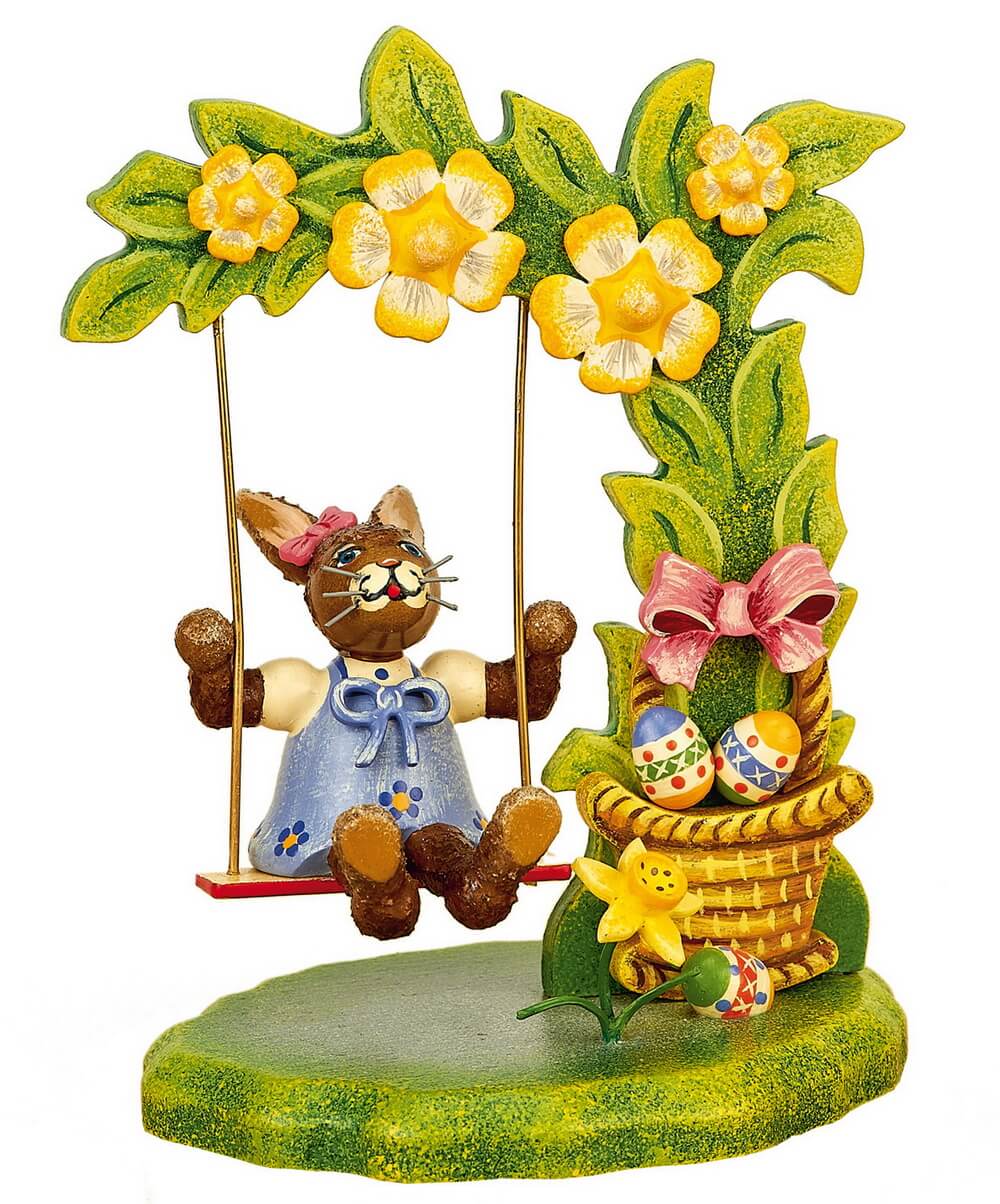 Sabinchens' Easter Bunny Flower Swing, 10 cm / 3.94 in by Hubrig Folk Art