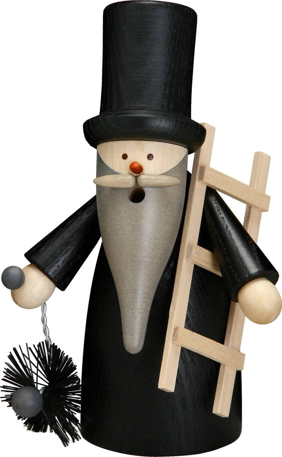 Smoking man chimney sweep gnome, 16 cm by Seiffener Volkskunst
