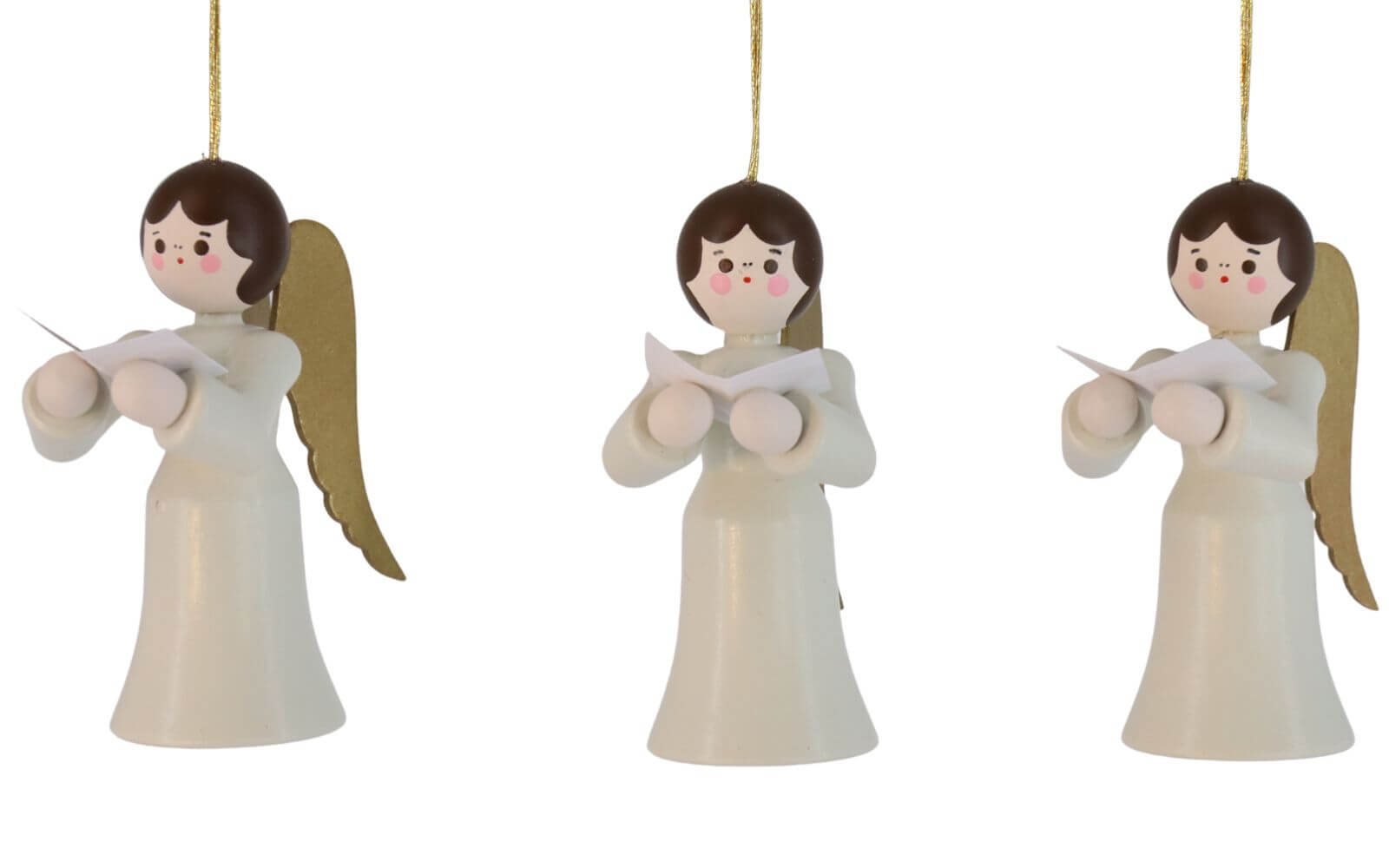 Christmas tree decoration angel with book, 3 pieces, white by Romy Thiel