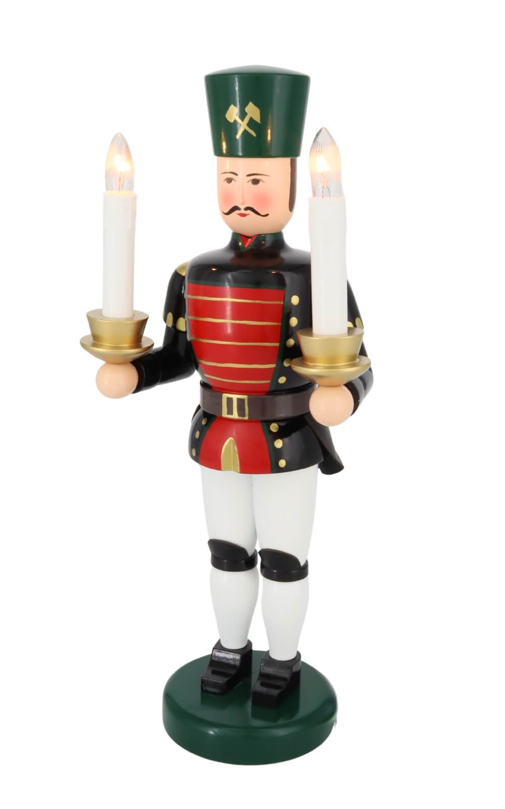 Angel and miner red - gold, 36 cm, electrically illuminated by Holzkunst Gahlenz_3