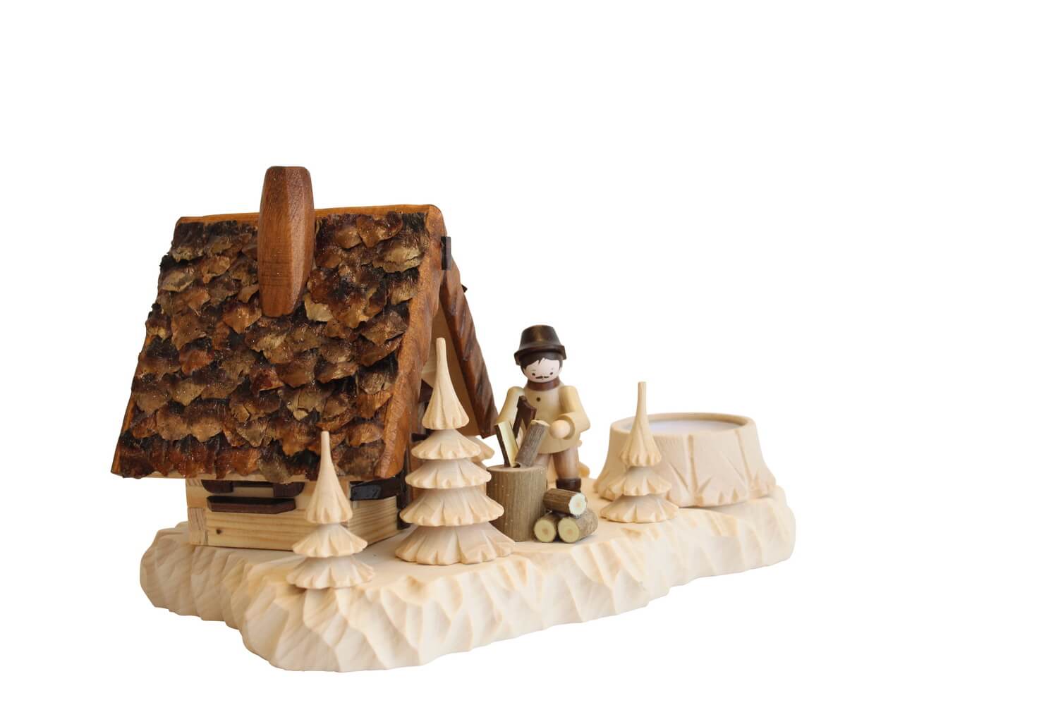 Smokehouse gamekeeper hut with wood chopper and tea light by A. Lahl_1