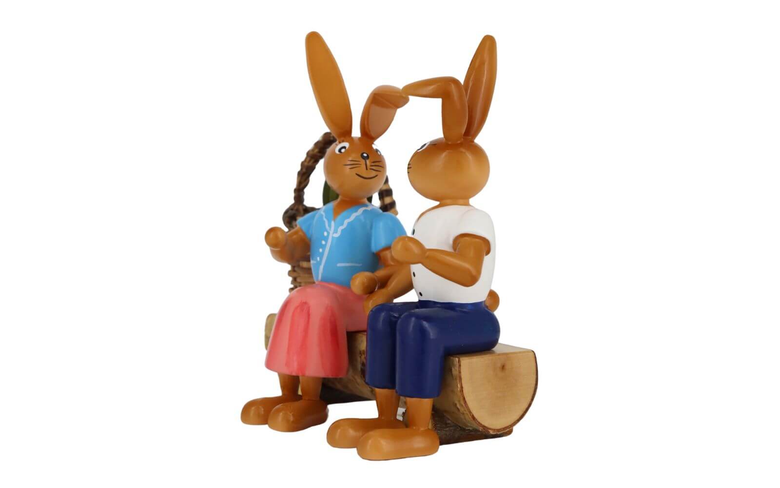 Easter bunny couple on bench, 9 cm by Holzkunst Gahlenz_2