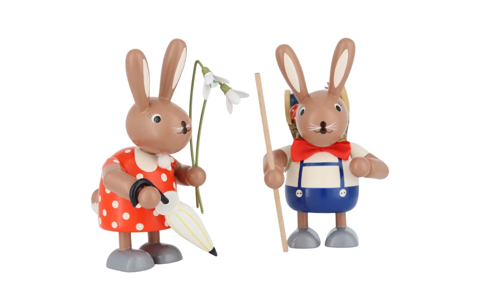 Easter bunny pair with snowdrops and carrying basket, 11 cm by KWO_3
