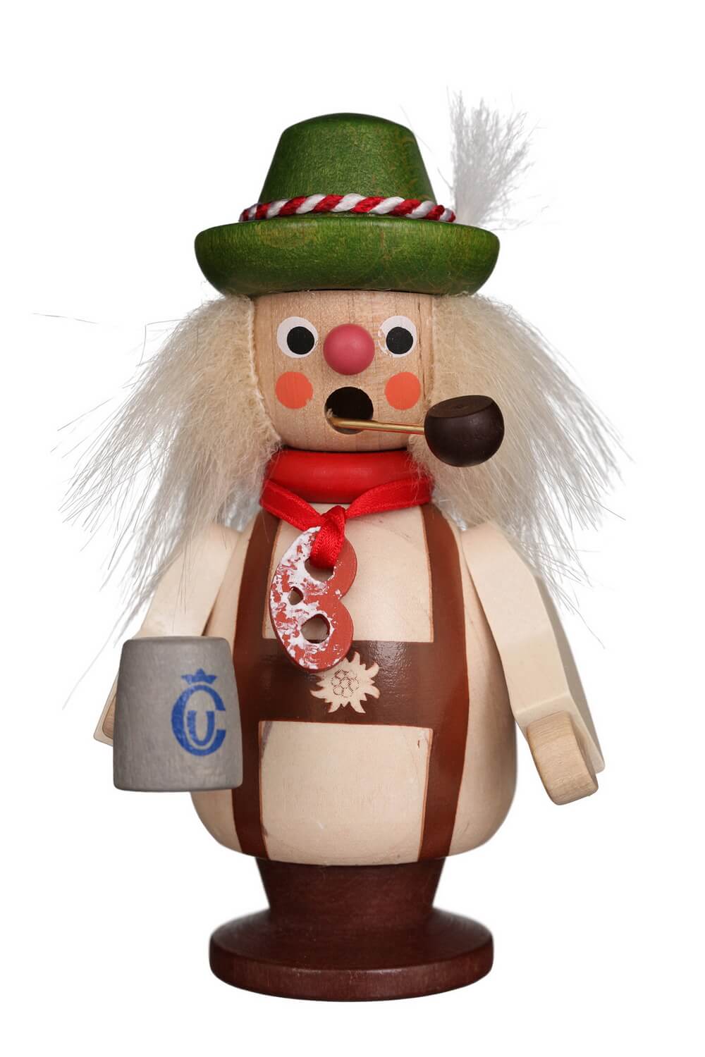 Smoking man Bavarian, 10 cm, coloured by Christian Ulbricht