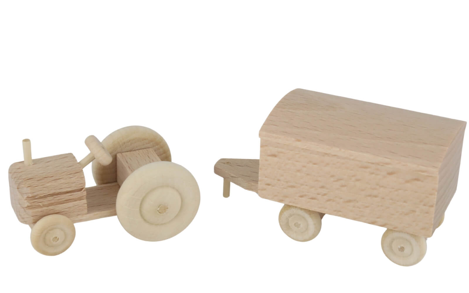 Wooden car - Tractor with box trailer, natural by Robbi Weber_3