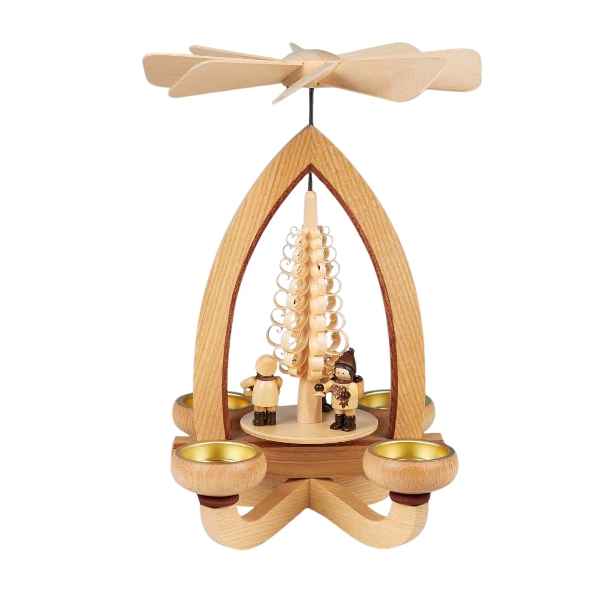 Christmas pyramid Striezelkinder for tea lights, 28 cm by Heinz Lorenz