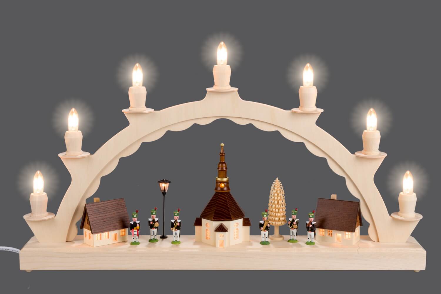 Candle arch Seiffen village with miners' chapel by SEIFFEN.COM_2