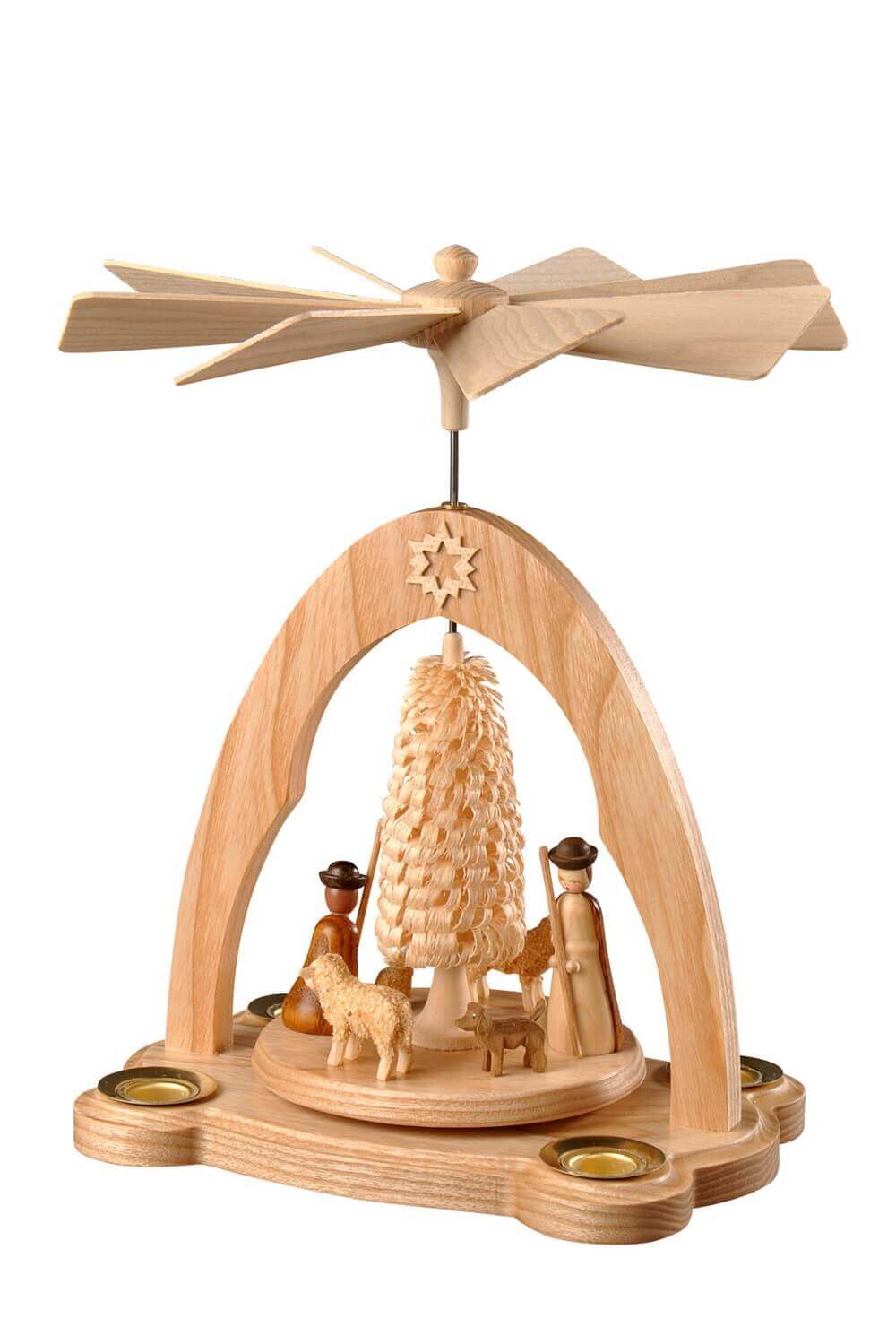 Christmas pyramid with 2 shepherds and sheep, 20 cm by Albin Preißler