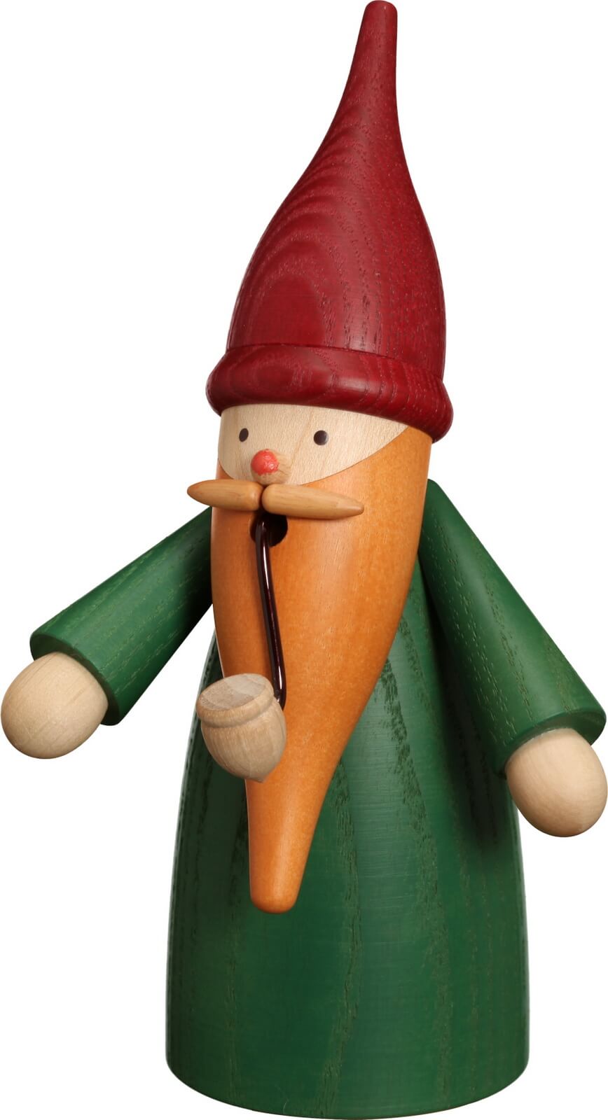 Smoking man traditional gnome, 16 cm, green by Seiffener Volkskunst eG