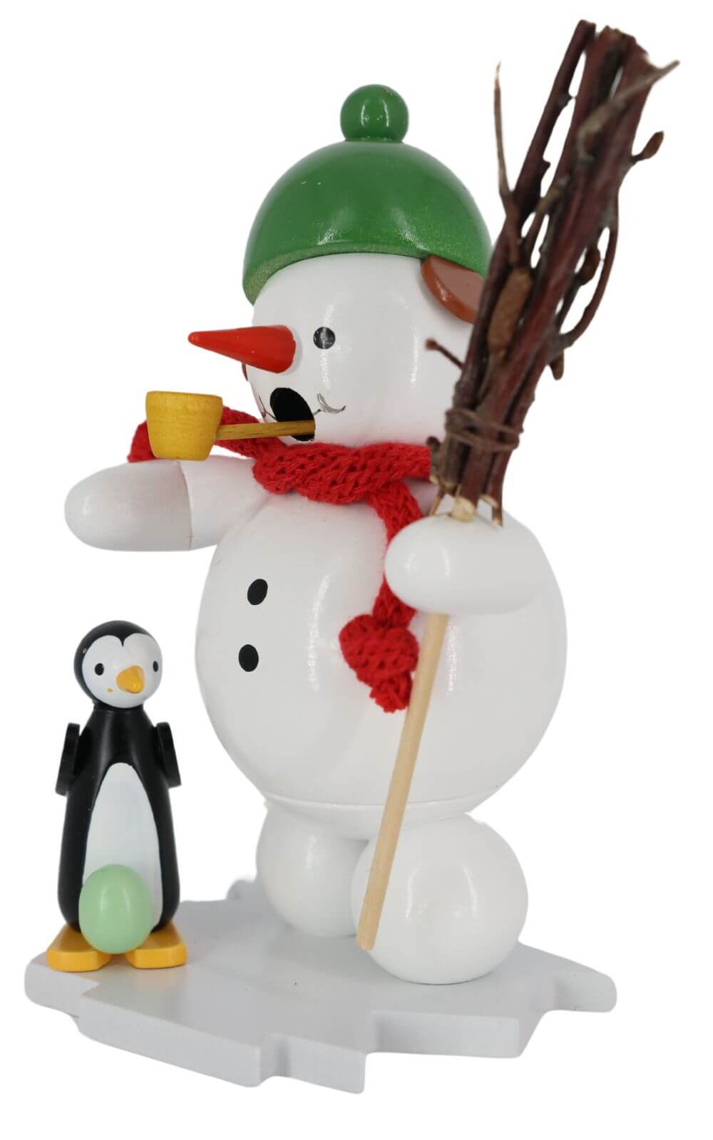 Smoking man snowman with penguin, 12 cm, colored by Ralf Zenker_2