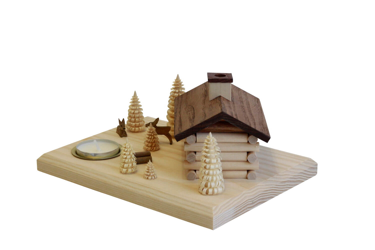 Smokehouse forest log cabin with deer and tea light by Christian Kern_2