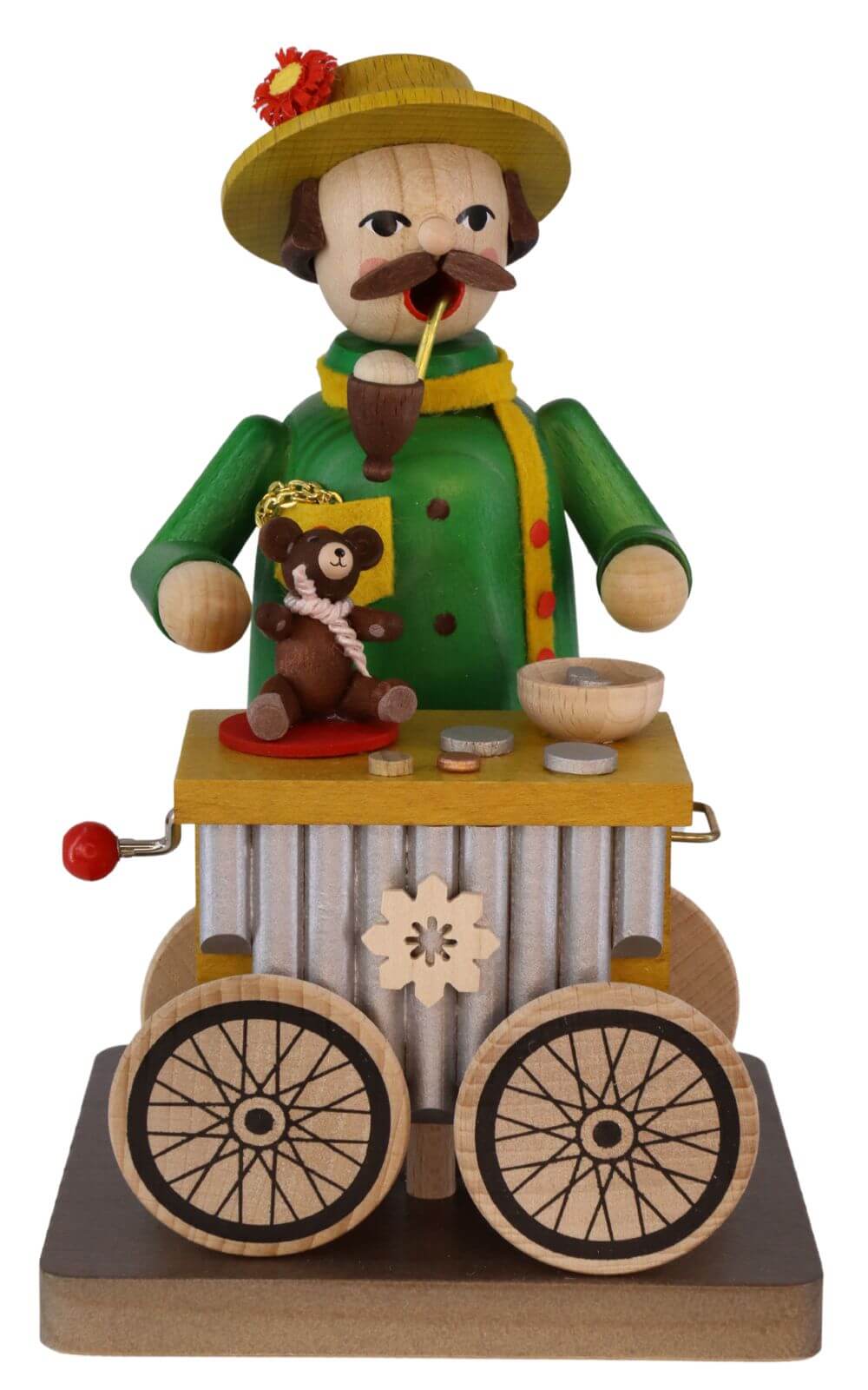 Smoking man hurdy-gurdy man, 17 cm, colored by Richard Glässer_1