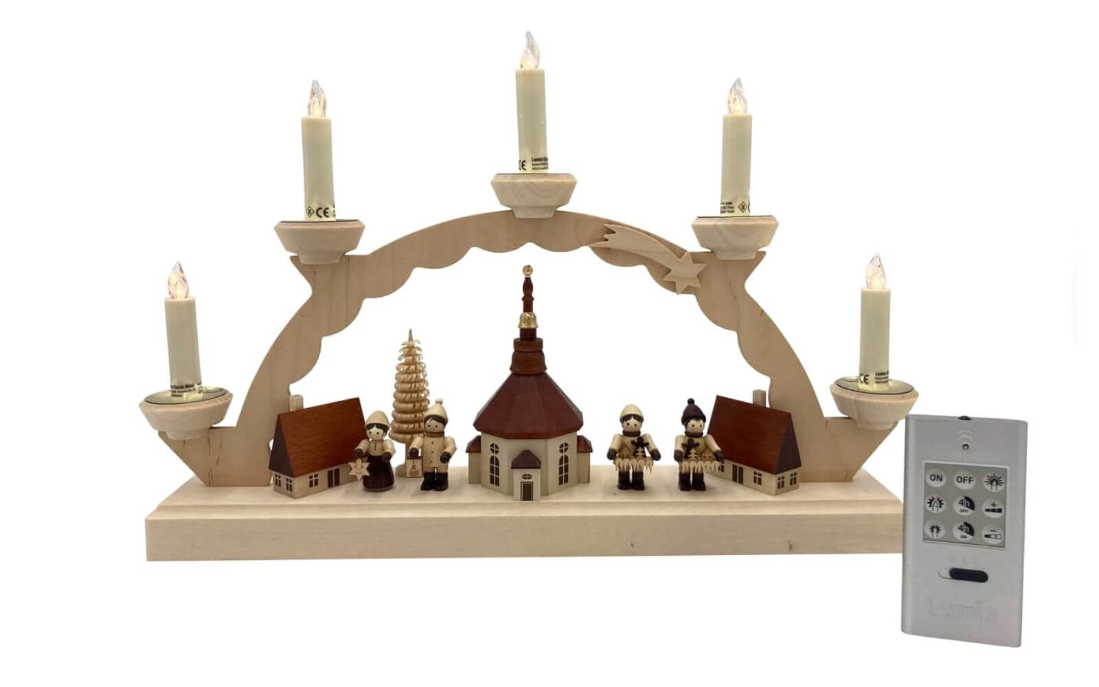 LED Candle Arch Seiffen village with Thiel figures with 5 Lumix candles by SEIFFEN.COM_2