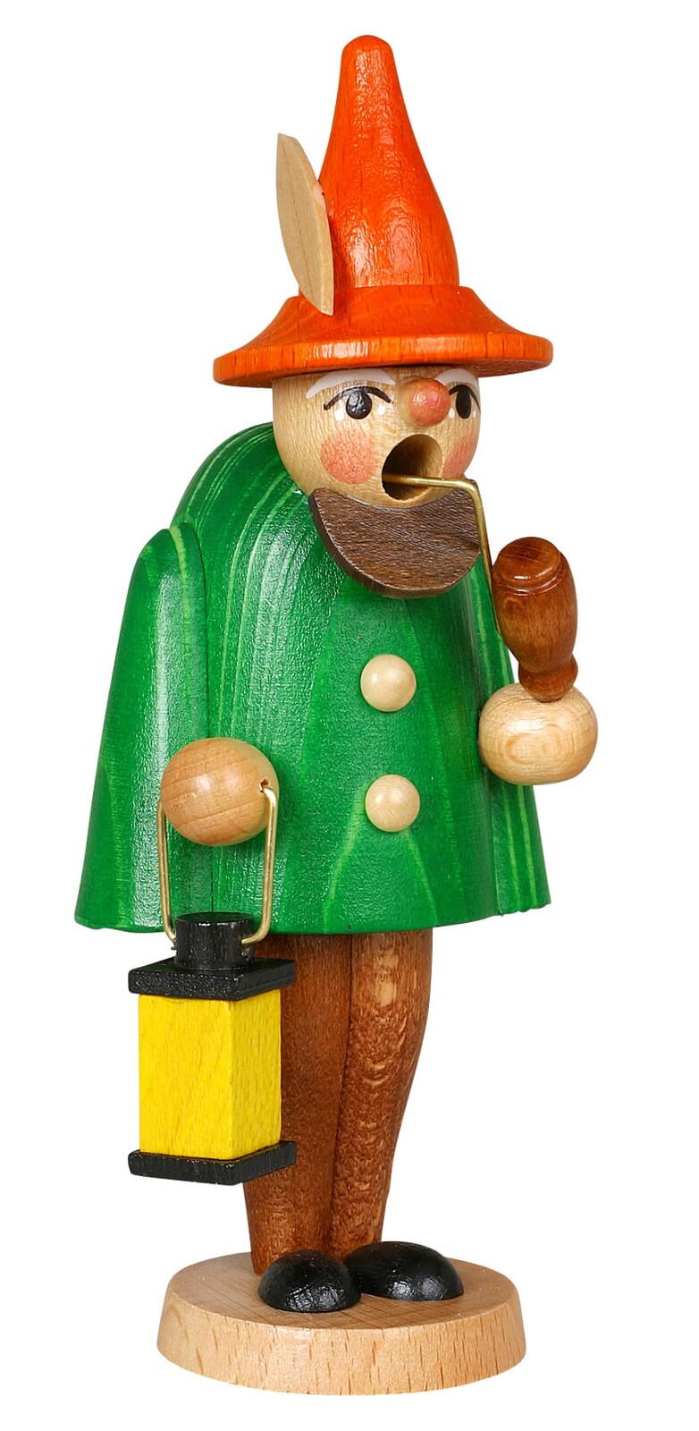 Smoking man gnome, green, 11 cm by Jan Stephani