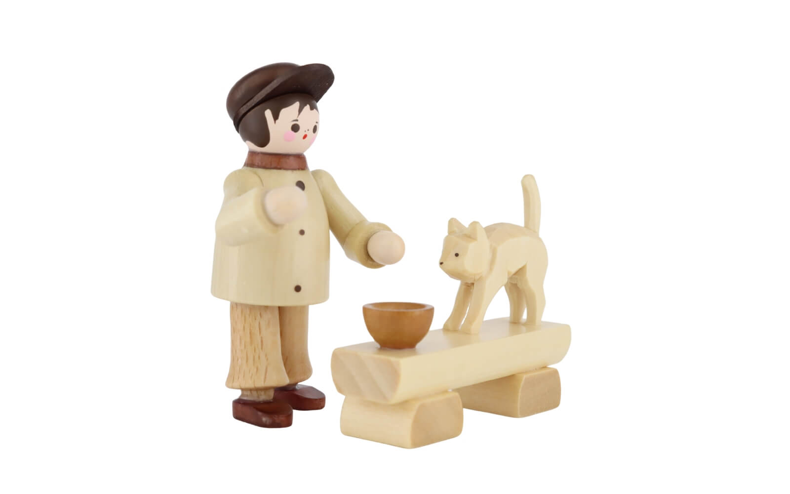 Boy Feeding Cat, natural, 6 cm / 2.36 in by Romy Thiel_1