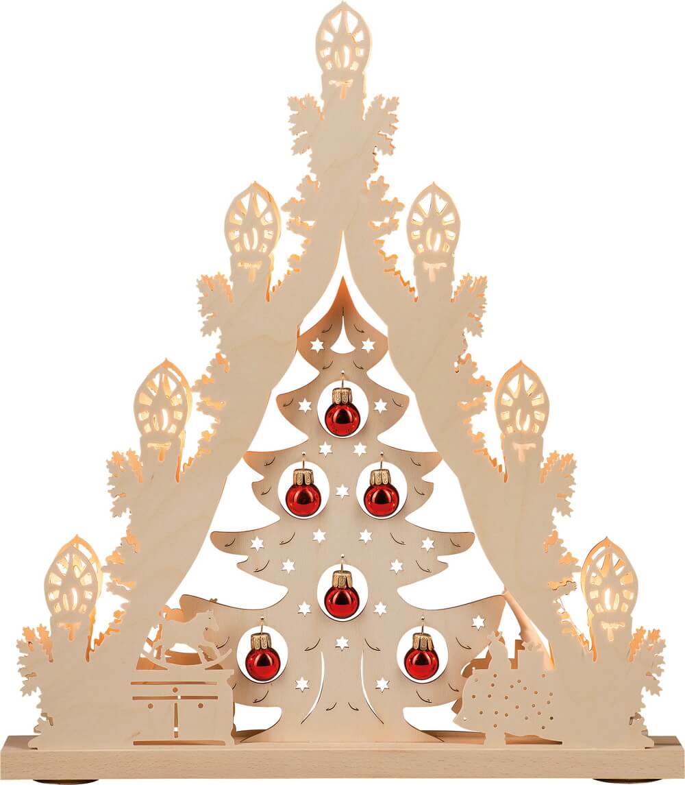 LED lights top Christmas tree with red balls, 43 cm by Weigla
