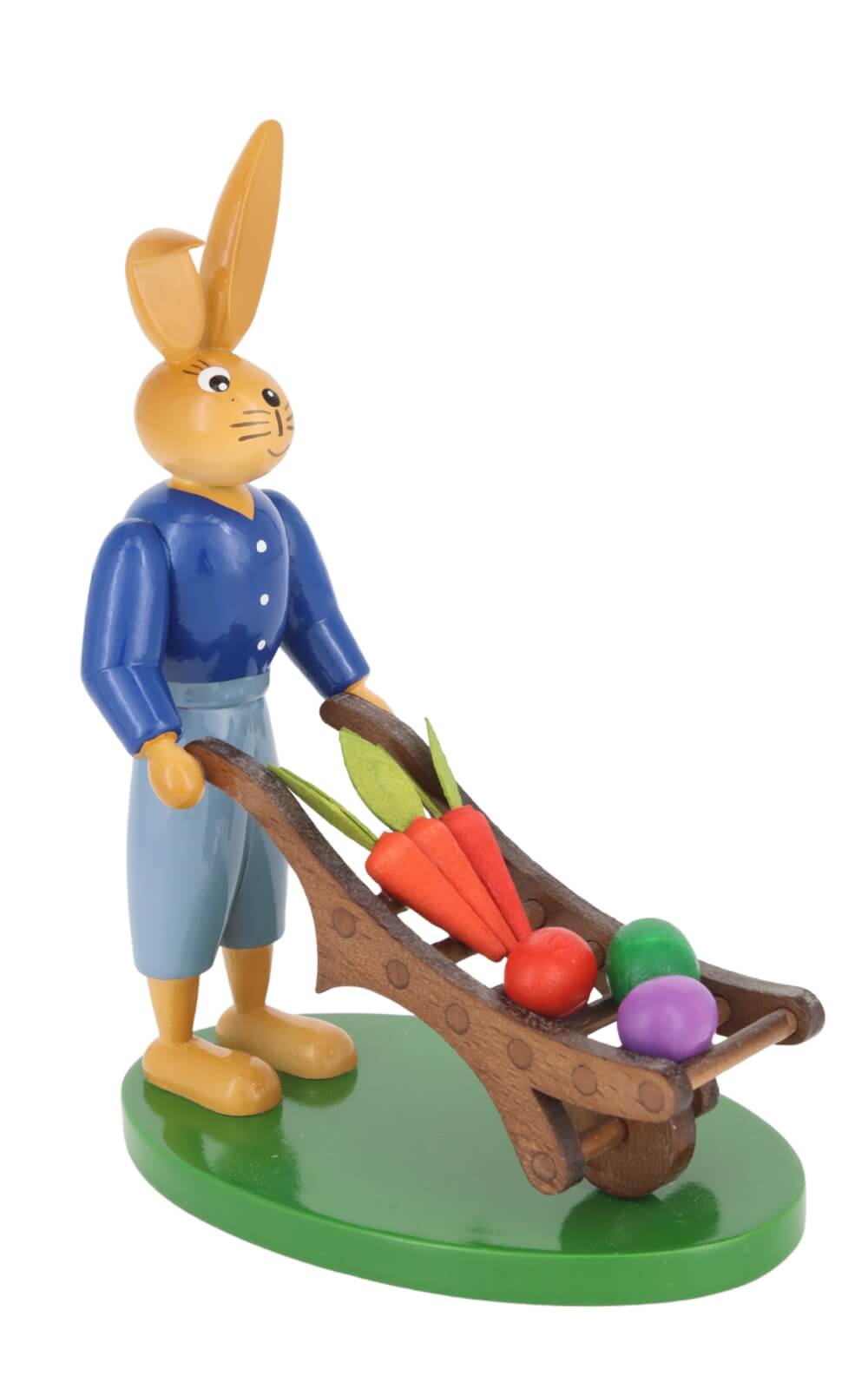 Easter bunny with cart, 12 cm by Holzkunst Gahlenz