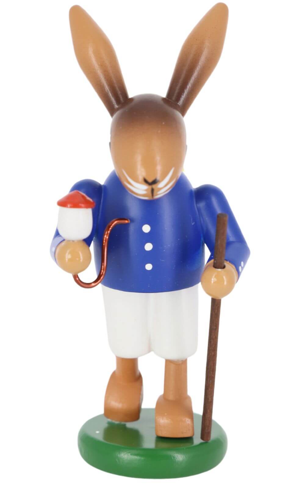 Easter bunny with walking stick, pipe and basket, 9 cm, colored by SEIFFEN.COM_2