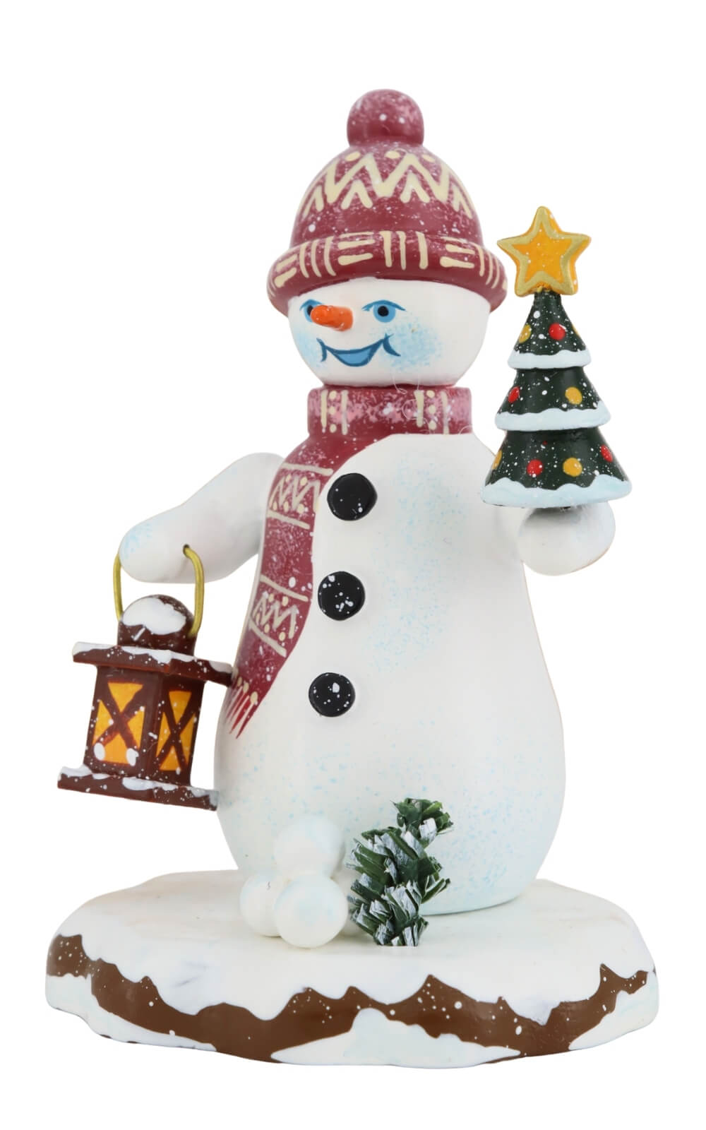 Winter Child Snowman with Fir Tree Lantern, 9 cm (3.54 inch) by Hubrig Volkskunst_2