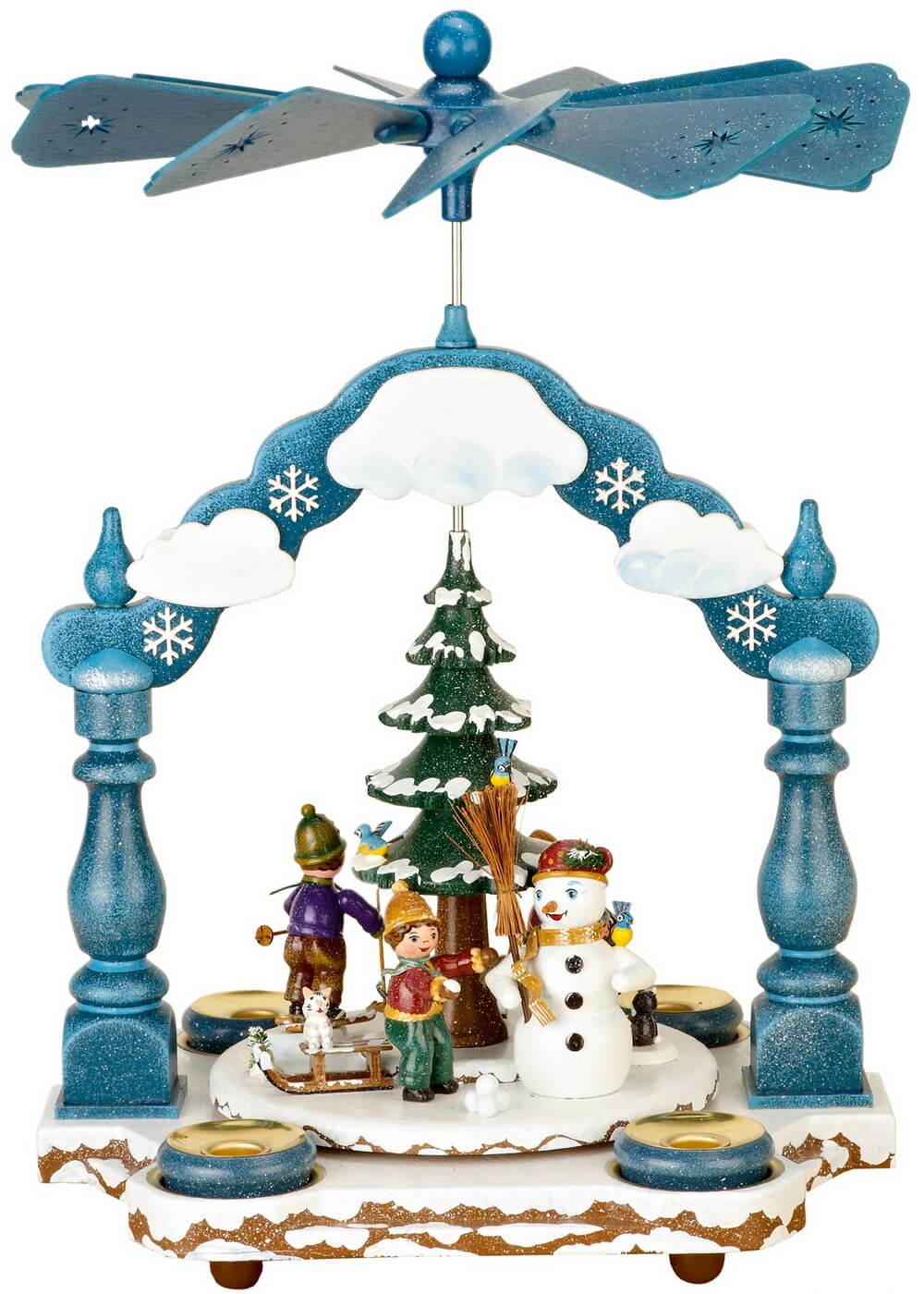 Christmas pyramid with winter children by Hubrig Volkskunst