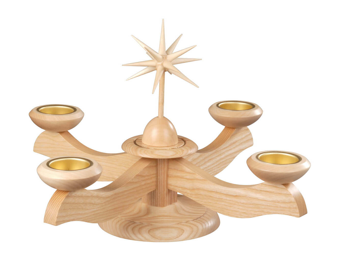 Advent candlestick for tea lights with star, natural by Albin Preißler