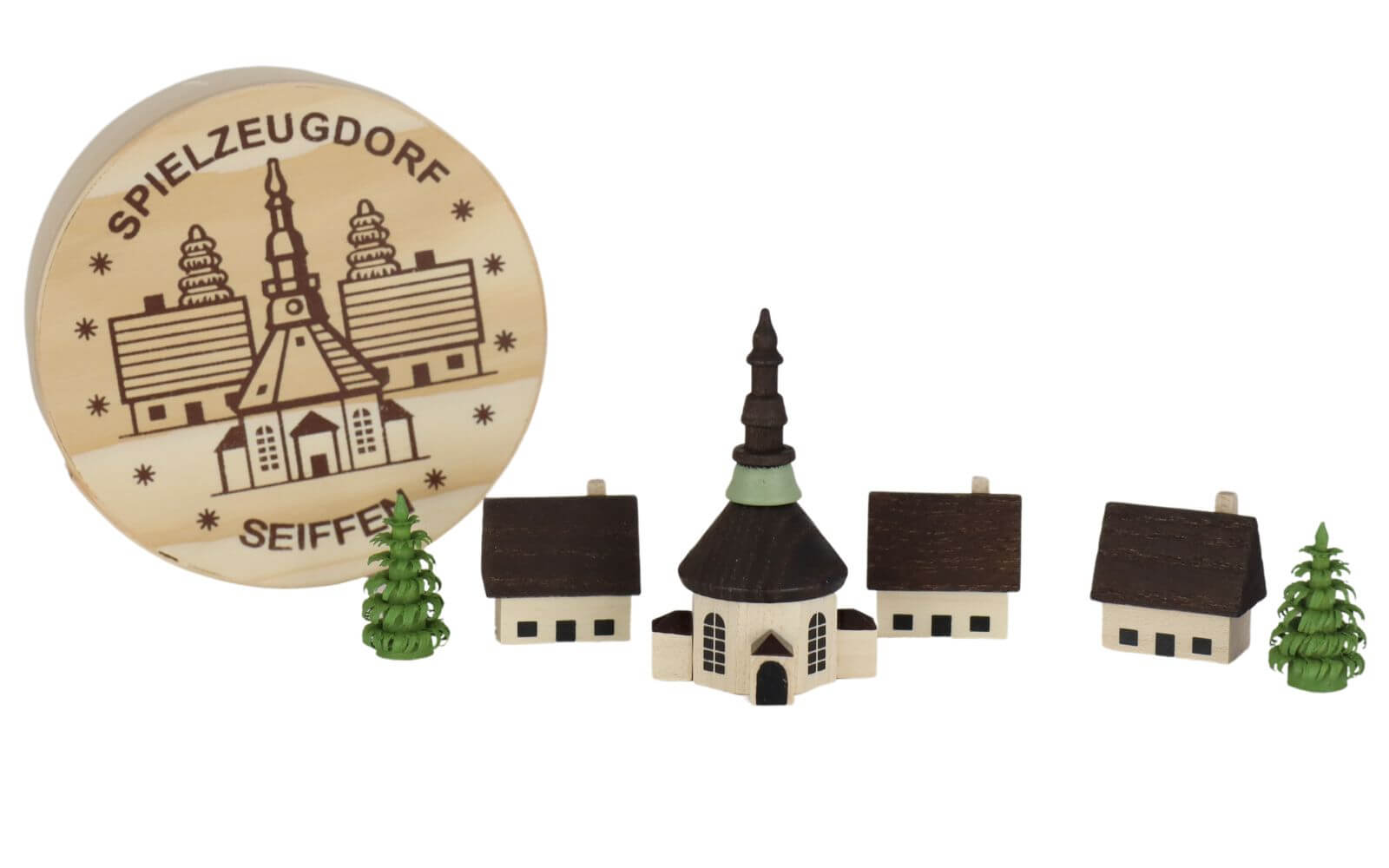 Chipboard box with Seiffen village, natural by Knuth Neuber