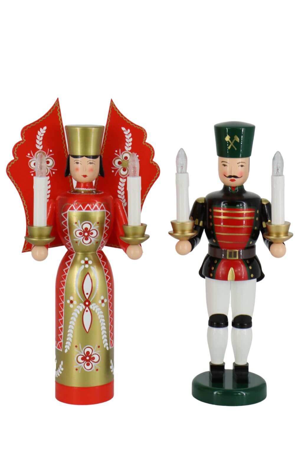 Angel and miner red - gold, 36 cm, electrically illuminated by Holzkunst Gahlenz_2