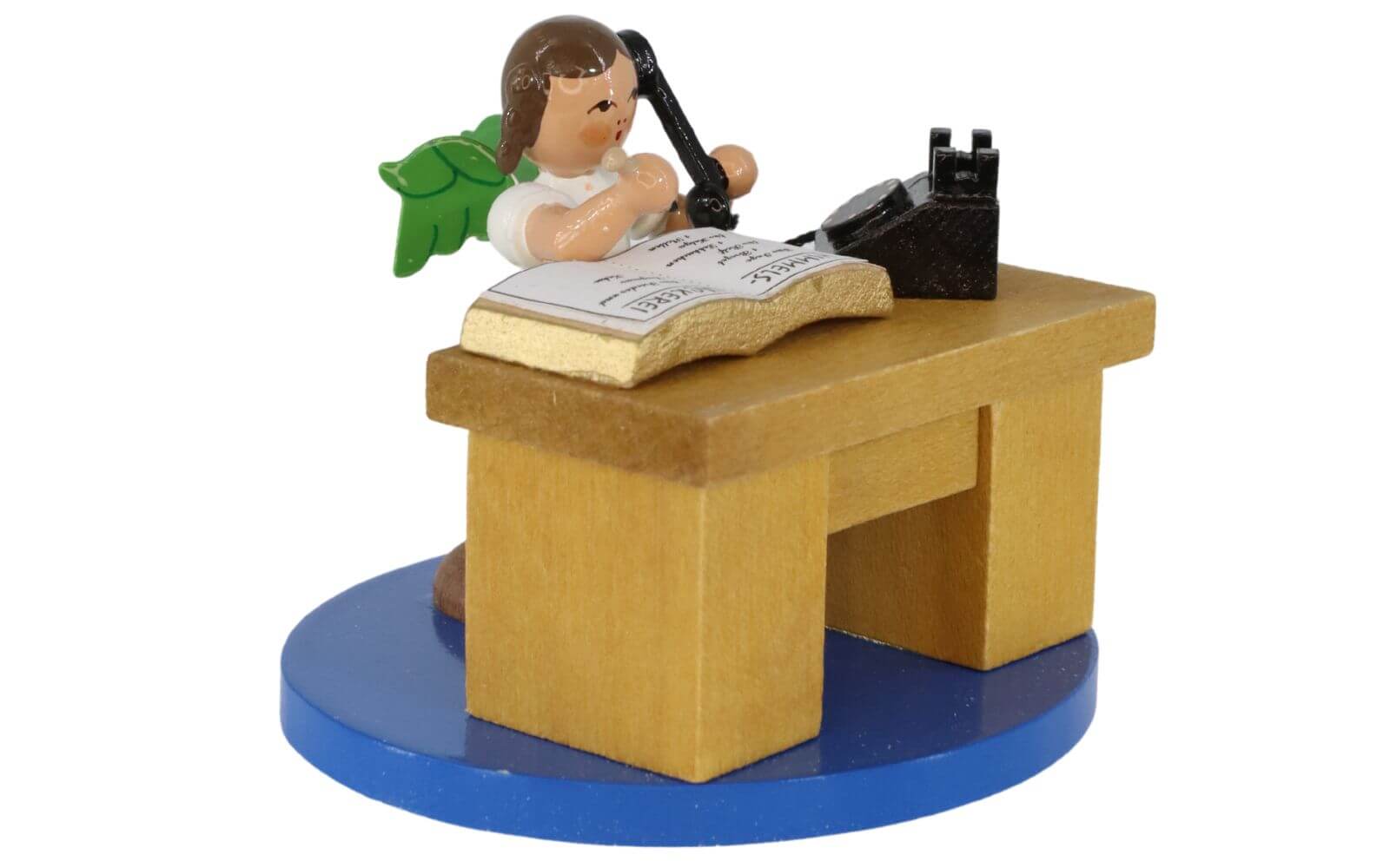 Miniature Christmas angel at a desk, 6 cm, colored by Richard Glässer_3