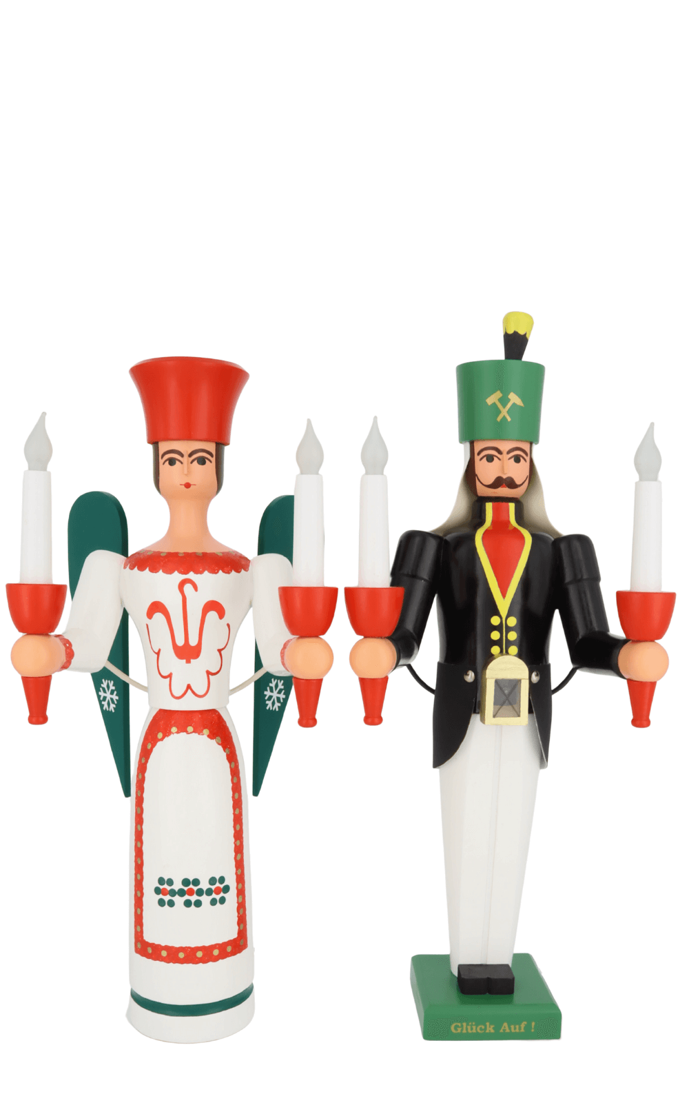 Angel and miner, colored, electrically illuminated, 50 cm by SEIFFEN.COM