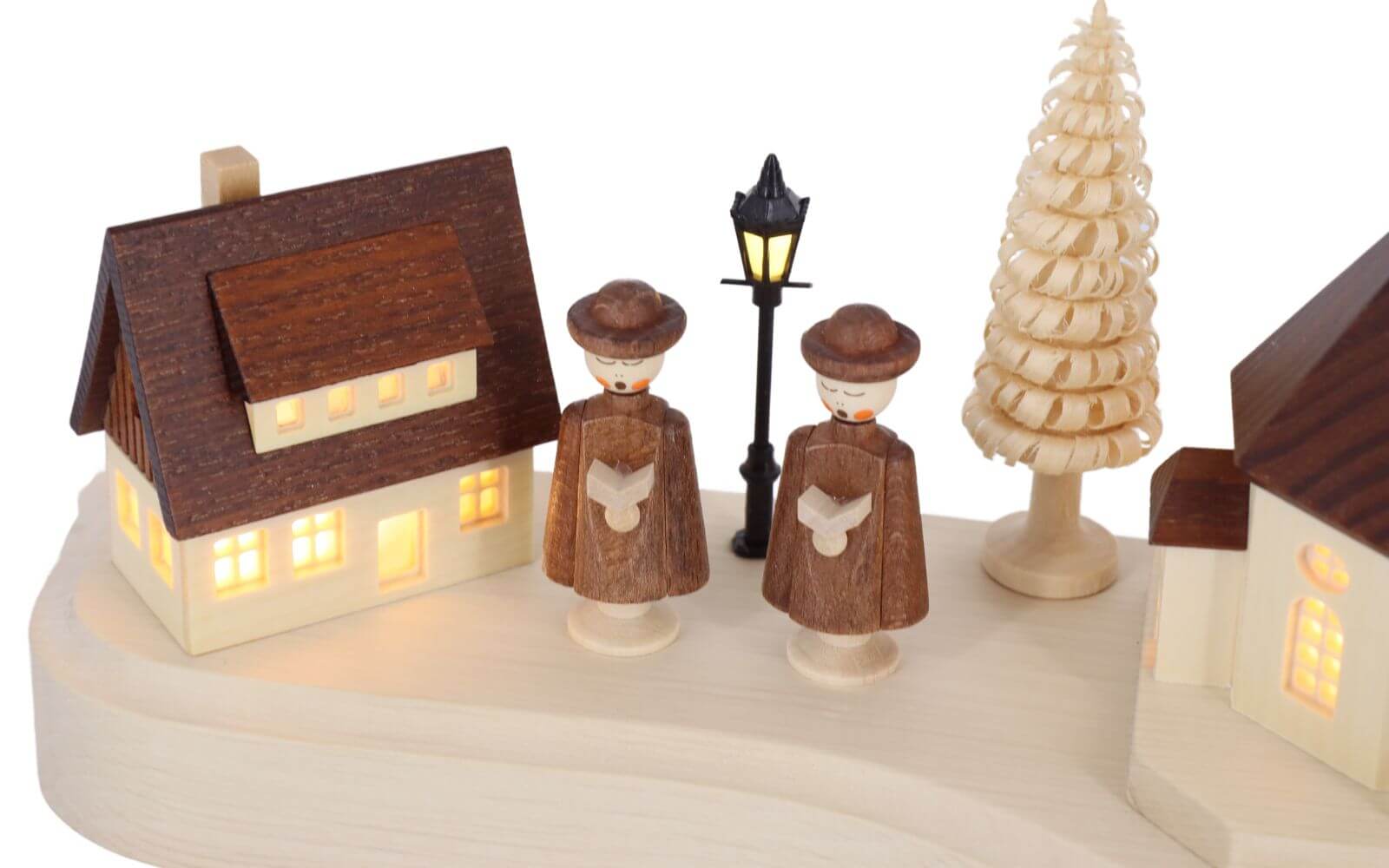 Pedestal Seiffen village and currende, illuminated, 36 cm by SEIFFEN.COM_3
