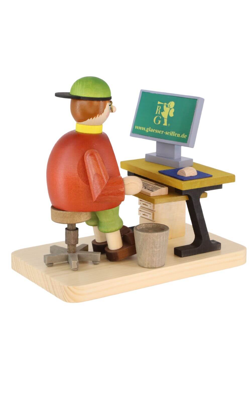 Smoking man computer freak, sitting, 14 cm by Richard Glässer_pic3