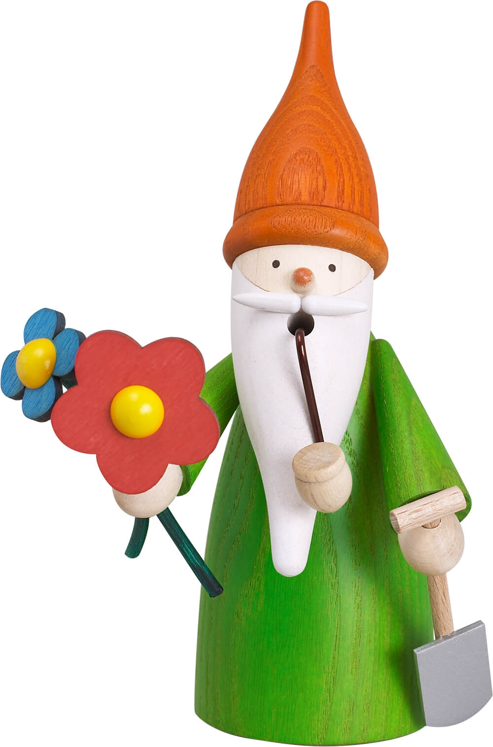 Smoking man garden gnome, 16 cm by Seiffener Volkskunst eG