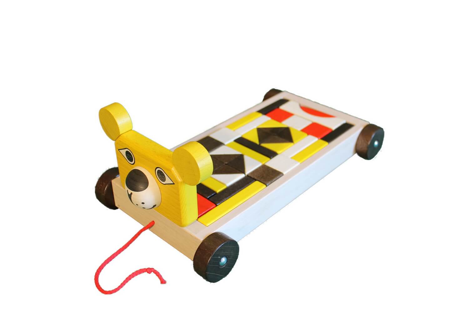 Construction trolley lion with 41 building blocks, colored by Ebert GmbH