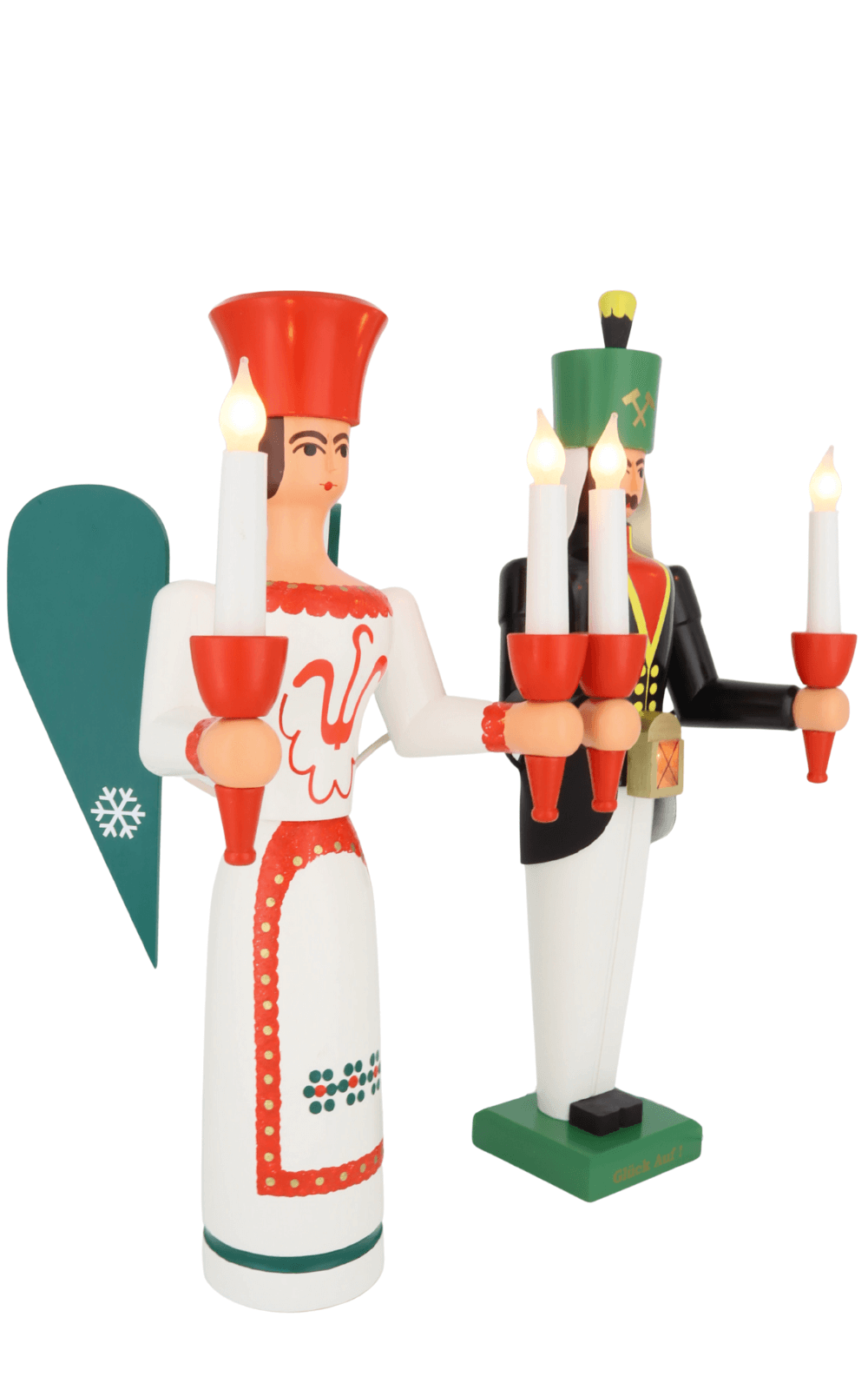 Angel and miner, colored, electrically illuminated, 50 cm by SEIFFEN.COM