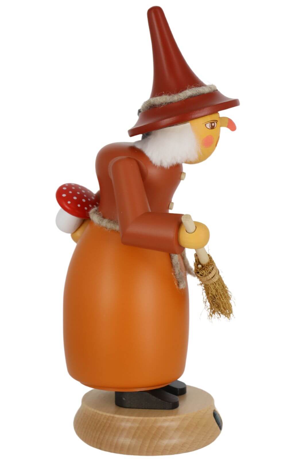 Smoking man witch with raven and toadstool, 25 cm, colored by Müller Kleinkunst_2