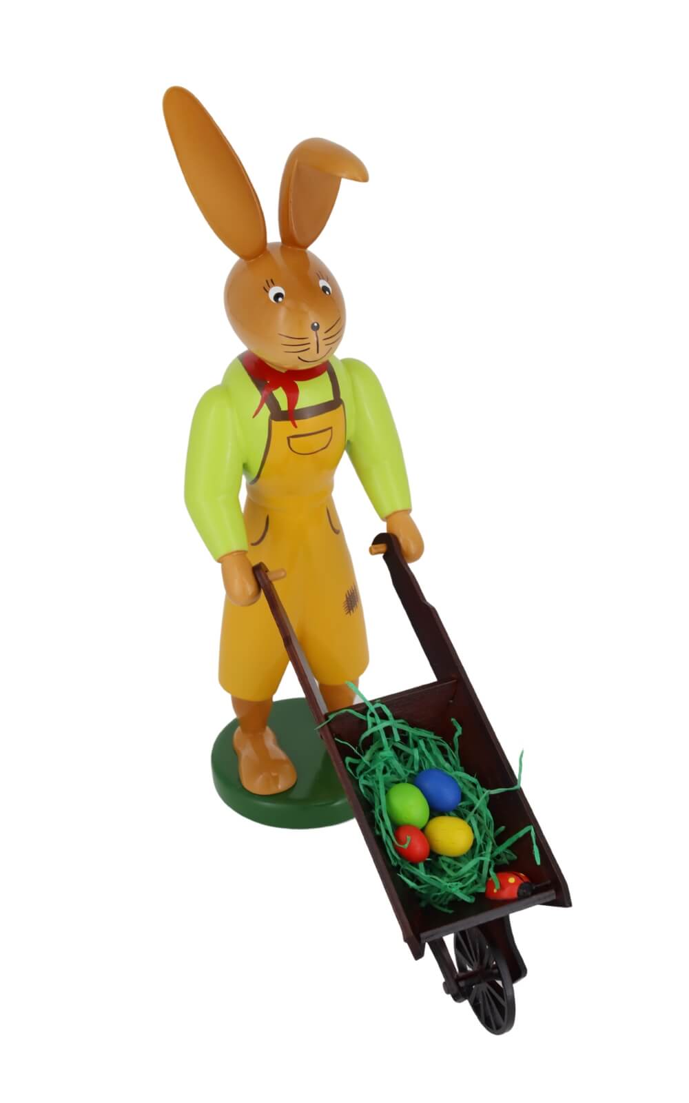 Easter bunny with wheelbarrow, 25 cm by Holzkunst Gahlenz