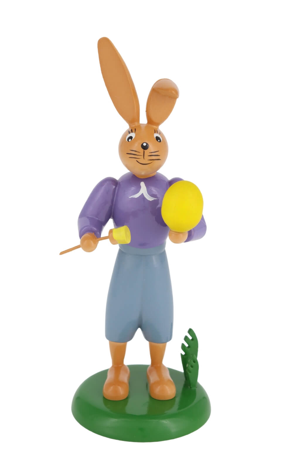 Easter bunny with brush and egg, 12 cm by Holzkunst Gahlenz