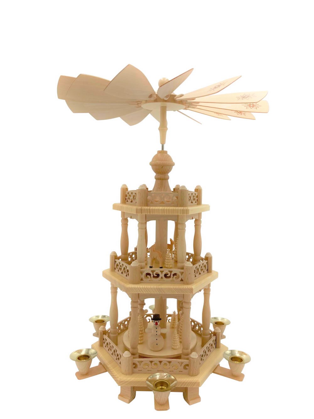 Christmas pyramid with snowmen and roe deer, 2 - tiered, 47 cm by Richard Glässer_Picture1